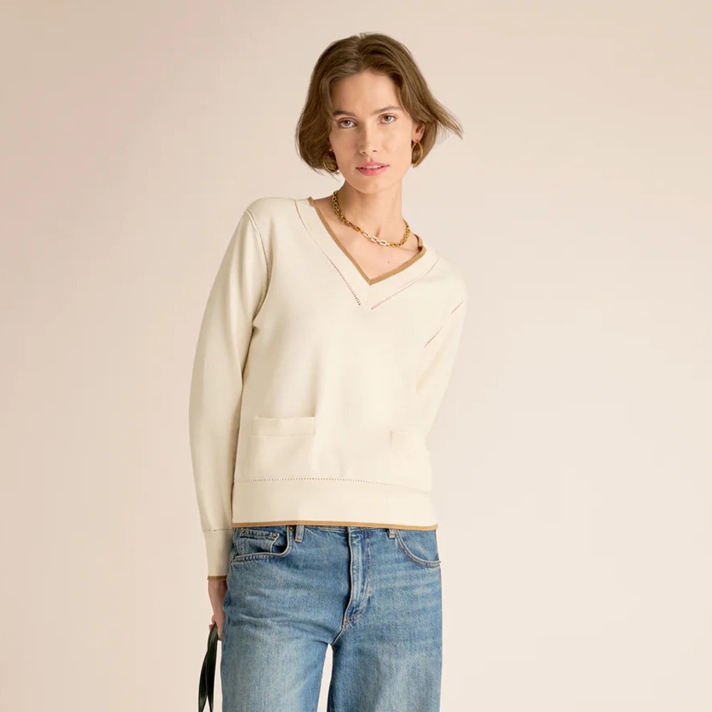 M.M.LaFleur Luella V-Neck Sweater, NWT, XS! Chic Spring Sweater with Pockets